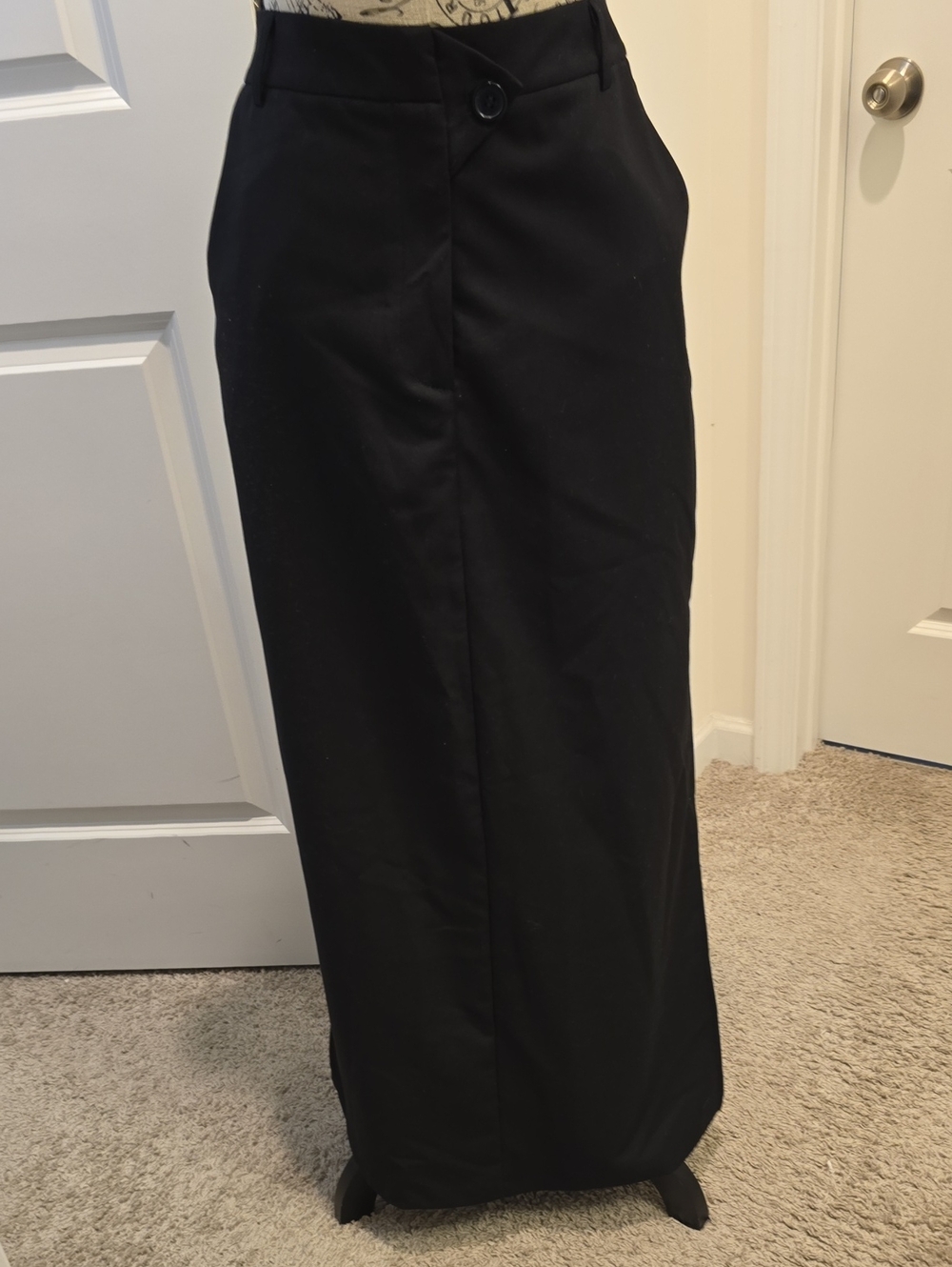 Commense Black Maxi Skirt with Button Waist